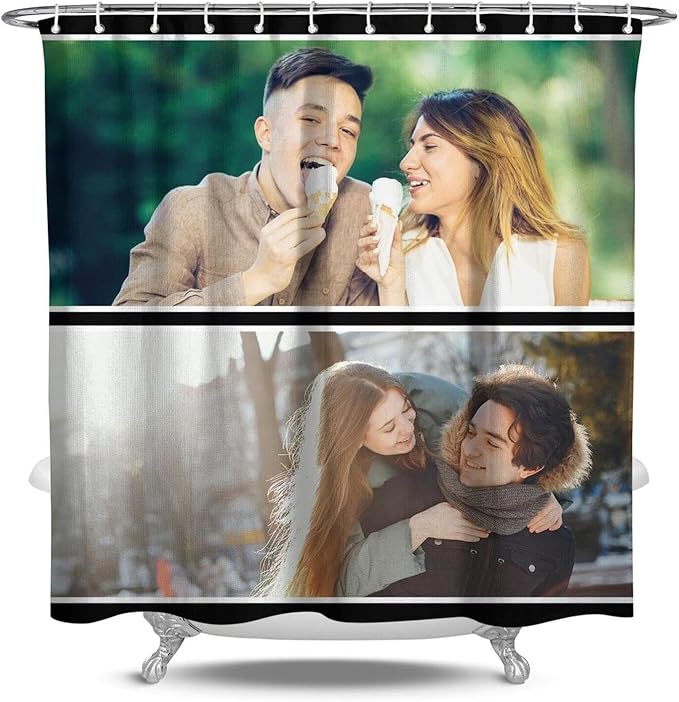 Personalized Shower Curtain Set Custom Photo Shower Curtains Modern Minimalist Home Bathroom Curtain Decor with 12 Hooks 72 Inch Wide * 72 Inch High