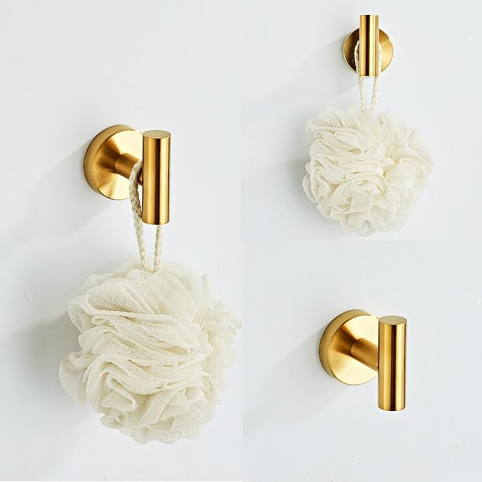 Brushed Gold Bathroom Hardware Set 10 Piece with Towel Racks for Bathroom, SUS304 Stainless Steel Bath Towel Bar Set, 24 Inch Wall Mounted Accessories Kit…