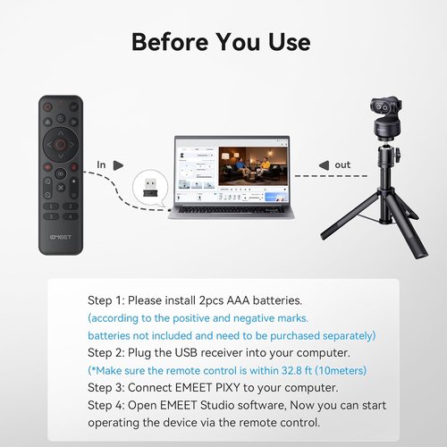 EMEET Remote Control - Wireless Controller for PIXY, Piko+ & Piko Dual-Camera 4K Webcams | AI Tracking, Zoom, Privacy Mode