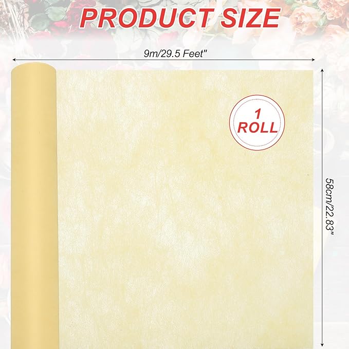 PATIKIL Flower Wrapping Paper 29.5 Ft x 22.8 Inch, Cotton Wrapping Flower Paper Tissue Paper for Flower Bouquet Gift Wrapping Valentine's Day Graduation Gift Floral Wrap, Yellow
