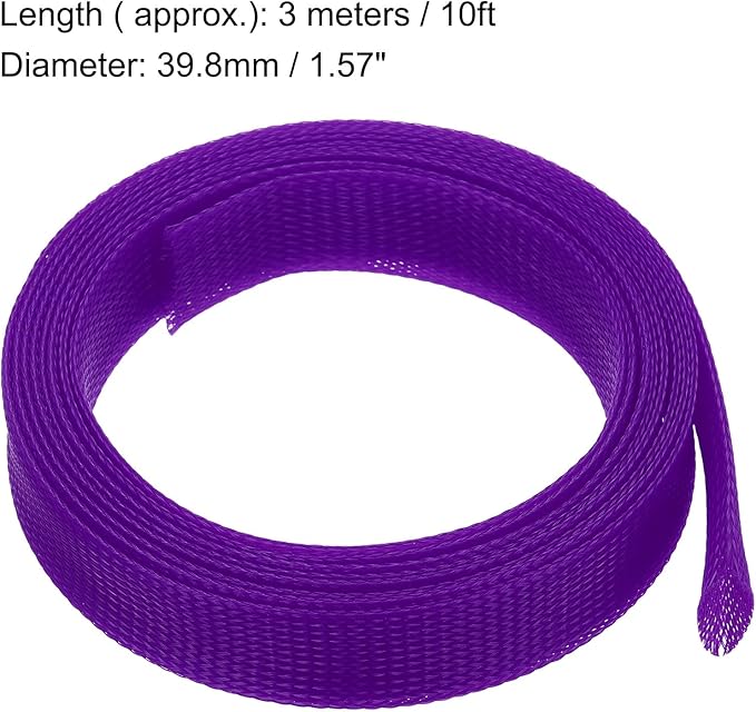 uxcell Expandable Sleeving,1 9/16-inch 10ft Cable Sleeve, Purple
