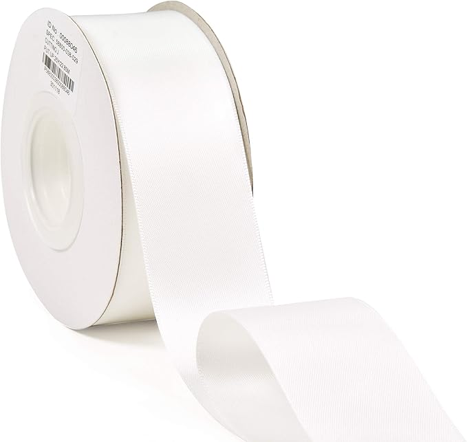 YAMA Double Face Satin Ribbon - 1 1/2 Inch 25 Yards for Gift Wrapping Ribbons Roll, White