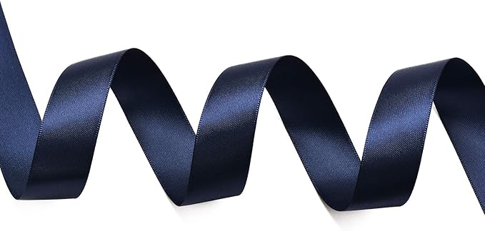 YAMA Navy Blue Double Face Satin Ribbon 7/8" 25 Yards Dark Blue Ribbon for Gift Wrapping Crafts Wreaths Hair Wedding Bridal Flower Bouquets Arrangement
