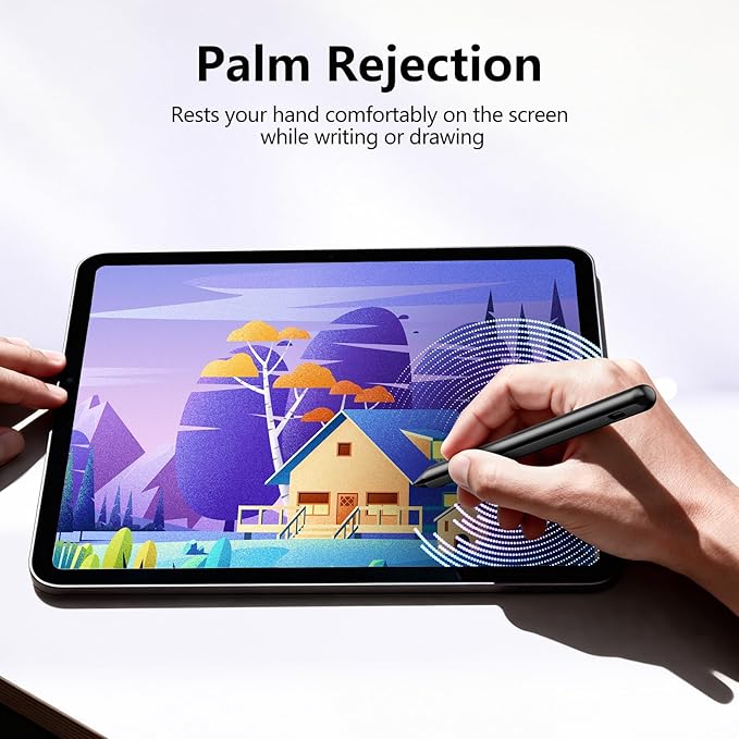 Stylus Pen 2X Fast Charge Active Pencil Compatible with 2018-2025 Apple iPad Pro 11"/12.9"/M4, iPad Air 3/4/5/M2/M3, iPad 6-11, iPad mini 5/6 Gen-Black