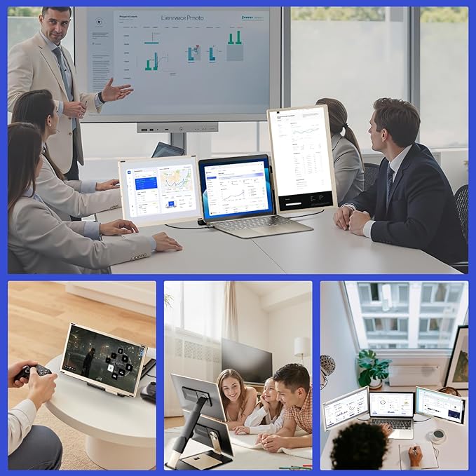 Maxfree S6 Laptop Screen Extender, 15.6'' 1080P Monitor Extender, 11 Display Modes, Plug & Play, Detachable Screen Triple Monitor for Laptop 13"-17.3", Compatible with Mac/Windows/Android/Switch