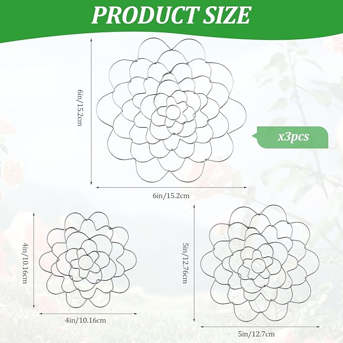3Pcs Flower Arrangement Holder Set- Stainless Steel Floral Grid Organizer - Wire Frog Insert for Vases Bouquets DIY Home Decor(Silver)