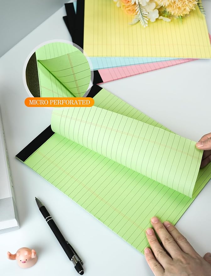Zaviko Legal Pads 8.5 x 11 Colored Note Pads, 12 Pack Colored Paper Pads 8.5x11 Lined Paper, Pads of Paper Writing Pads, Wide Ruled Notebook Pad 8 1/2 x 11, Legal Notepads 8.5 x 11, 30 Sheets/Pad