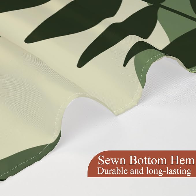Boho Mid Century Shower Curtain Modern Abstract Sun Tropical Leaves Bathroom Curtain Set Neutral Minimalist Plant Waterproof Fabric Bath Decor with Hooks 48x72 inch