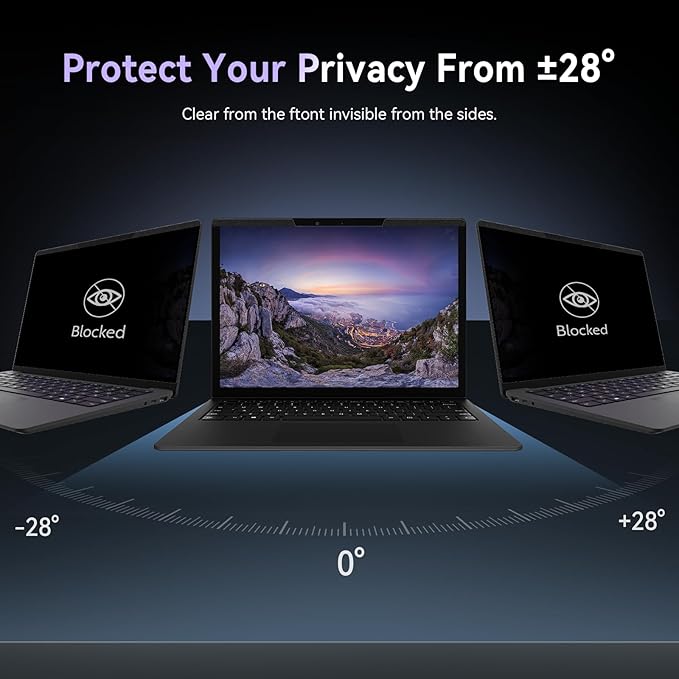 Magnetic Laptop Privacy Screen 13.3 Inch for 16:9 Computer Monitor, Removable 13.3” Anti Glare Protector Blue Light Filter Shield Compatible with HP Dell Xps Acer Asus Samsung Lenovo ThinkPad Envy