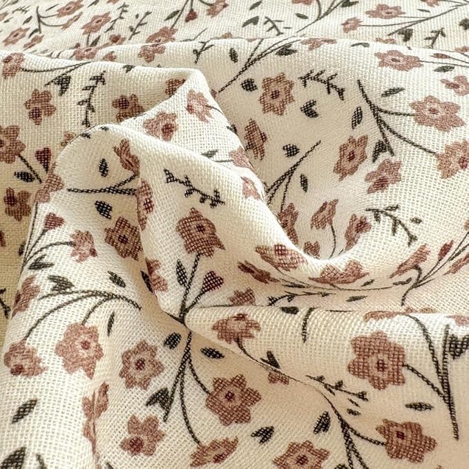 EAVD Chic Garden Small Floral Duvet Cover Twin Soft 100% Muslin Cotton Feel Gauze Vintage Floral Bedding Set with 2 Pillowcases Cottagecore Botanical Print Duvet Cover with Zipper Closure