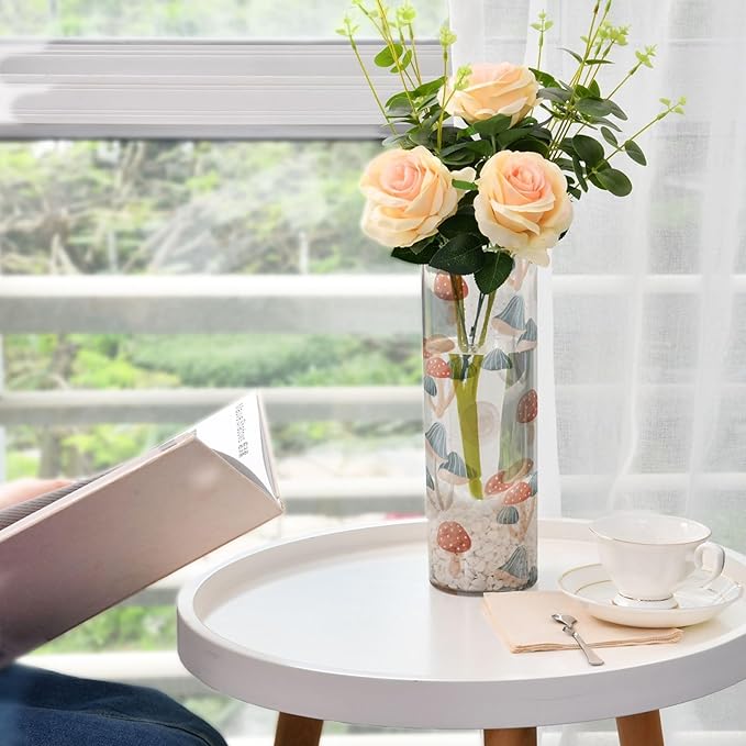 Vase Plastic Vase Elegant Cylinder Flower Vase Shatterproof Decorative Centerpiece for Home Table Office Weddings Events (11.8 x 3.9 in)