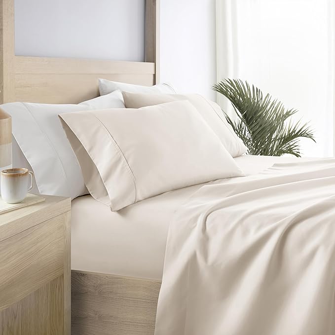 Linen Market Bed Sheets for Twin Size Bed (Ivory) - Sleep Better Than Ever with These Soft and Cooling Twin Sheets - Deep Pocket Fits 16" Thick Beds - 3 Piece Twin Sheet Set