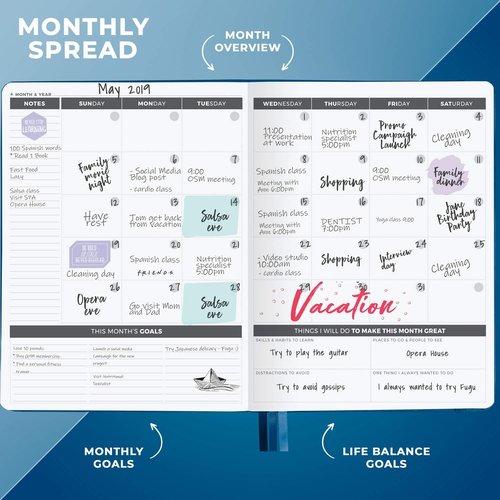Clever Fox Planner Daily PRO - A4 Size Daily Life Planner & Gratitude Journal - Mystic Blue - Boost Productivity & Time Management