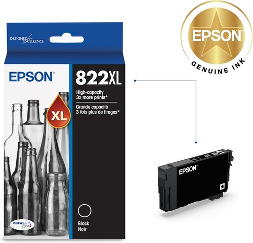 EPSON 822 DURABrite Ultra High Capacity Black Ink Cartridge - Compatible with WorkForce Pro WF-3820, 3823, 4820, 4830, 4833, 4834