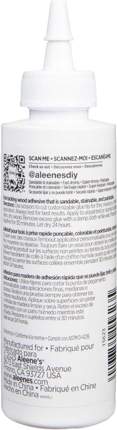Aleene's Wood Glue - Sandable & Stainable Bond for Permanent Hold | Nontoxic, Fast Drying, 4 fl oz