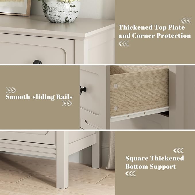 CARPETNAL Beige Dresser for Bedroom, 55" Wide 9 Drawer Dresser with Metal Handles and Deep Drawers, Modern Large Wood Chest of Drawers for Living Room, Hallway.