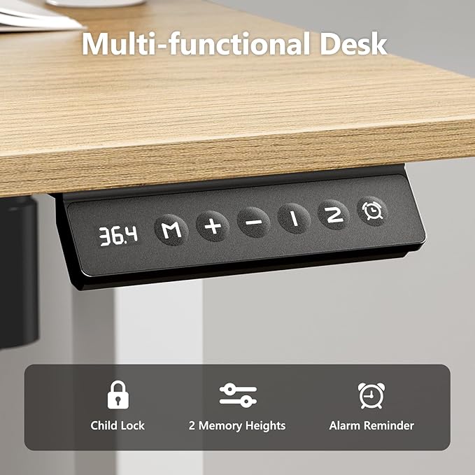Electric Standing Desk 63 x 24 Inches, Height Adjustable Sit Stand Home Office Computer Desk with Memory Presets,Wood Color