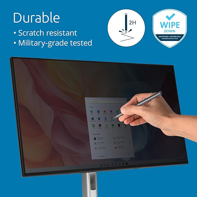 Kensington High Clarity Privacy Screen for 23.8 inch 16:9 Widescreen Monitor, Easy Installation Computer Privacy Filter for Desktop, 2H hardness Protection, Compatible with LG Samsung Dell, HC238A169A