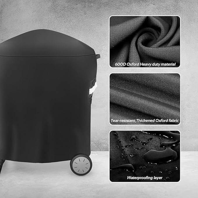 7113 Grill Cover for Weber Q Series, 600D Anti-Fade Compatible with Q100 Q120 Q1000 Q200 Q220 Q2000 2400 Q2200 Q1200 Gas Grills, Fits Weber 50060001 51060001 54060001 Waterproof Anti-Fade Grill Cover