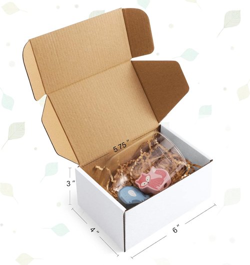Eupako Small Shipping Boxes - 6x4x3 White Corrugated Cardboard | 25 Pack for Small Business Packaging