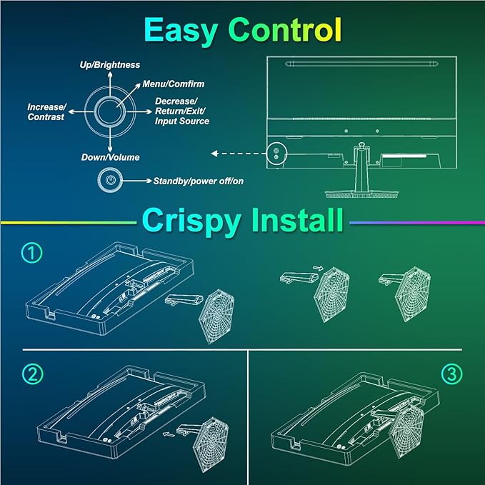 SANSUI Curved Monitor 27 inch 120Hz USB Type-C Computer Monitor with Speakers Built in丨FHD 1080p丨HDR丨110% sRGB丨1500R丨VESA Compatible,for Tablet,Desktop,Laptop and PC Work Gaming