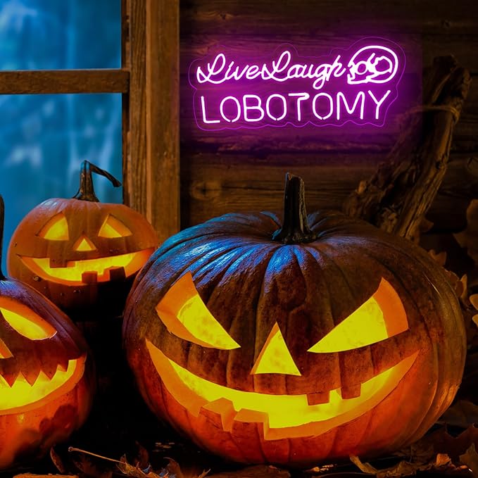 Live Laugh Lobotomy Neon Sign, Gothic Home Decor, Funny Led Neon Light Sign Halloween Yard Decor Event Sign Personalized Gift, Encouraging Light, Pink Led Light for Bedroom, Club