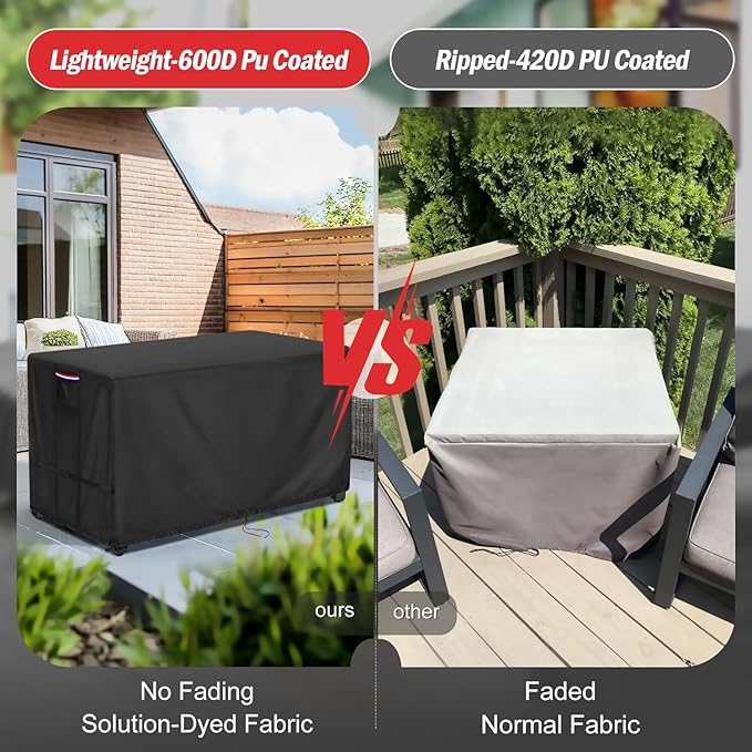 Youlvy Fire Pit Cover Rectangular 56 Inch - Waterproof Outdoor Fire Table Cover Rectangle Heavy Duty, 600D Patio Propane Gas Firepit Cover Rectangular Tear Weather Resistant - 57 x 32 x 24 Inch