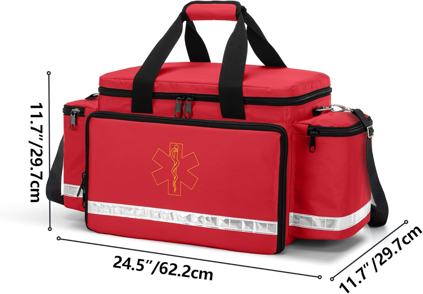 Trunab Trauma Bag - Professional First Aid Kit Storage with Inner Dividers | Red, No-Scratch Bottom