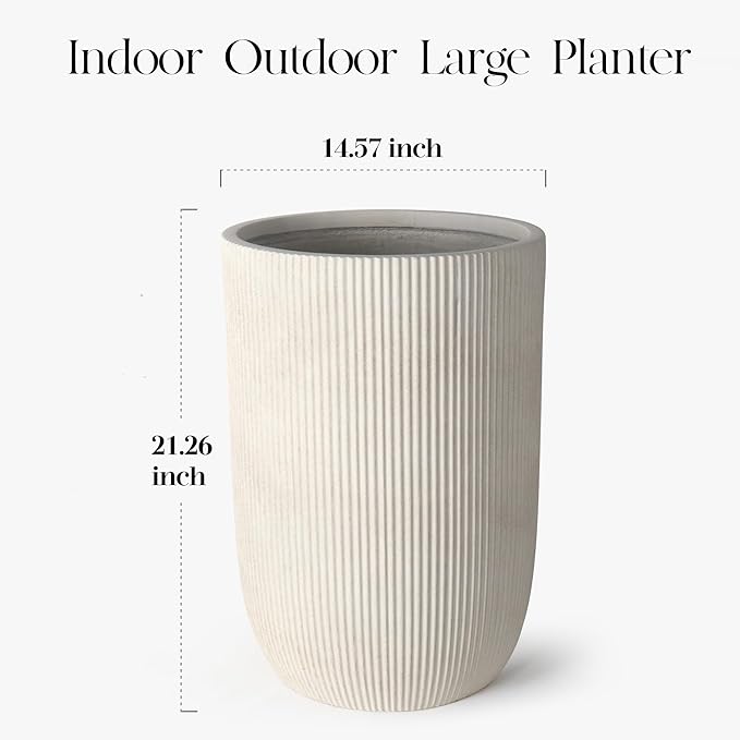 Oakrain 21" H Tall Planter, Large Indoor Outdoor Decorative Pot with Drainage Hole, Modern Decorative Garden Pots for Home Patio Porch, Living Room, Entryway