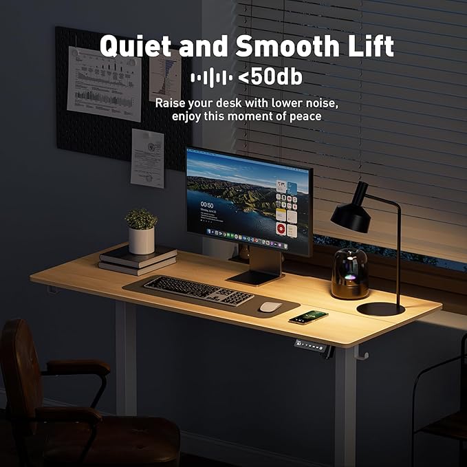 48 x 24 Inch Electric Standing Desk Adjustable Height, Sit Stand Desk, Stand up Desk for Home Office, Computer Workstation (Spliced Desktop,Oak)