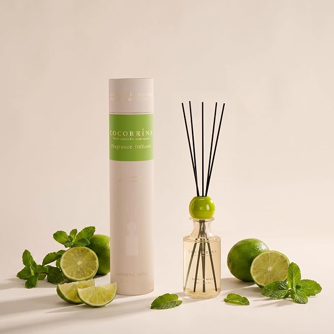 COCORRÍNA Jasmine Mint Reed Diffuser 8.5 oz, Home Fragrance Oil Diffuser with 6 Reed Sticks, Long-Lasting Scent for Bathroom, Bedroom & Home Décor