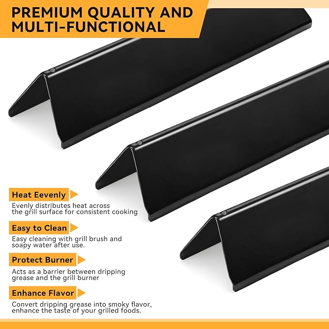 KifonMetals 15.3 Inch Porcelain-enameled Steel Flavorizer Bars for Weber Spirit I & II 200 Series, Spirit E210, S210, E220, S220, for Weber Spirit Grill Parts 7635, 3 PCS