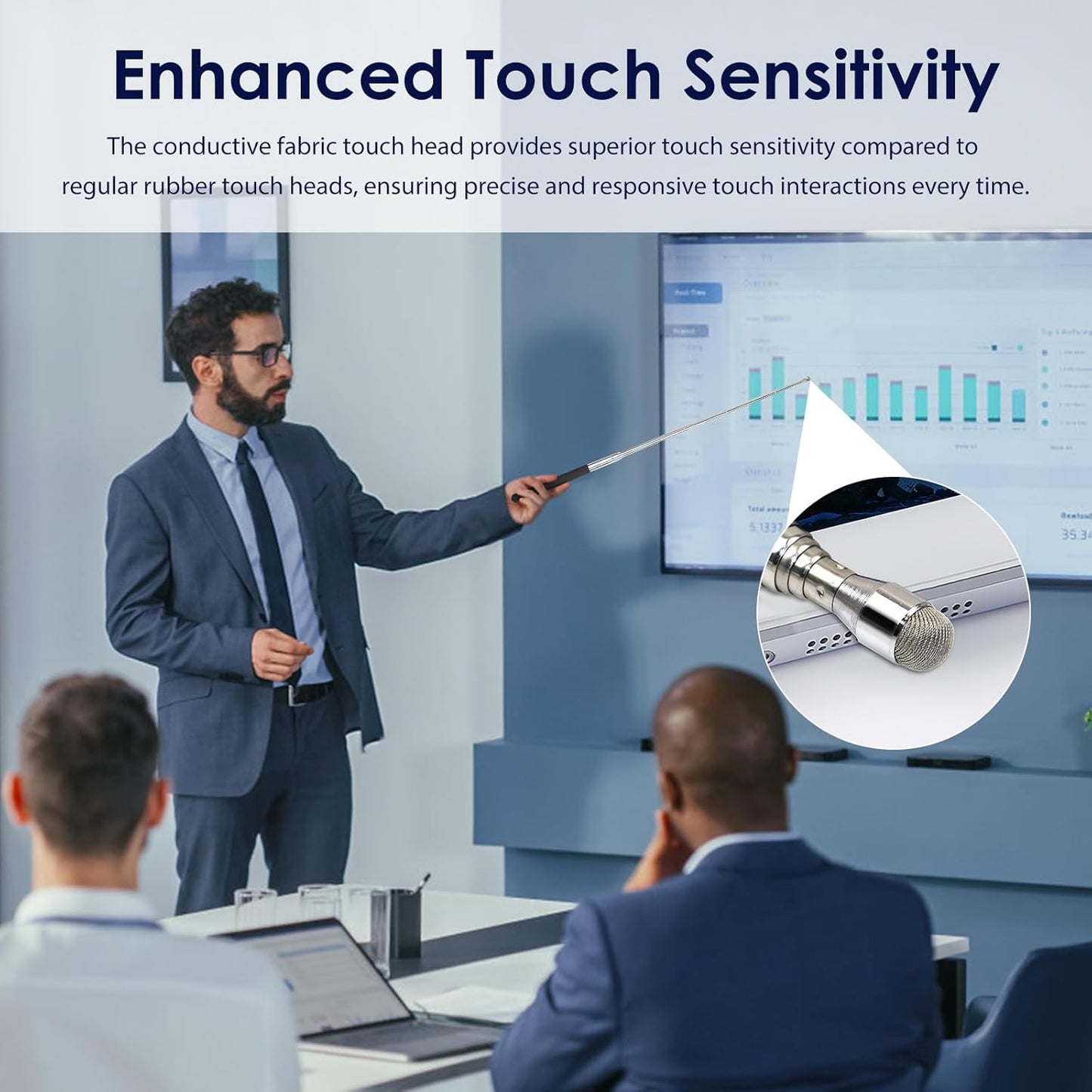 Skiennix Retractable Teacher Pointer - 39.5'' Pointer Stick with Smooth Stylus Pen for Presentations
