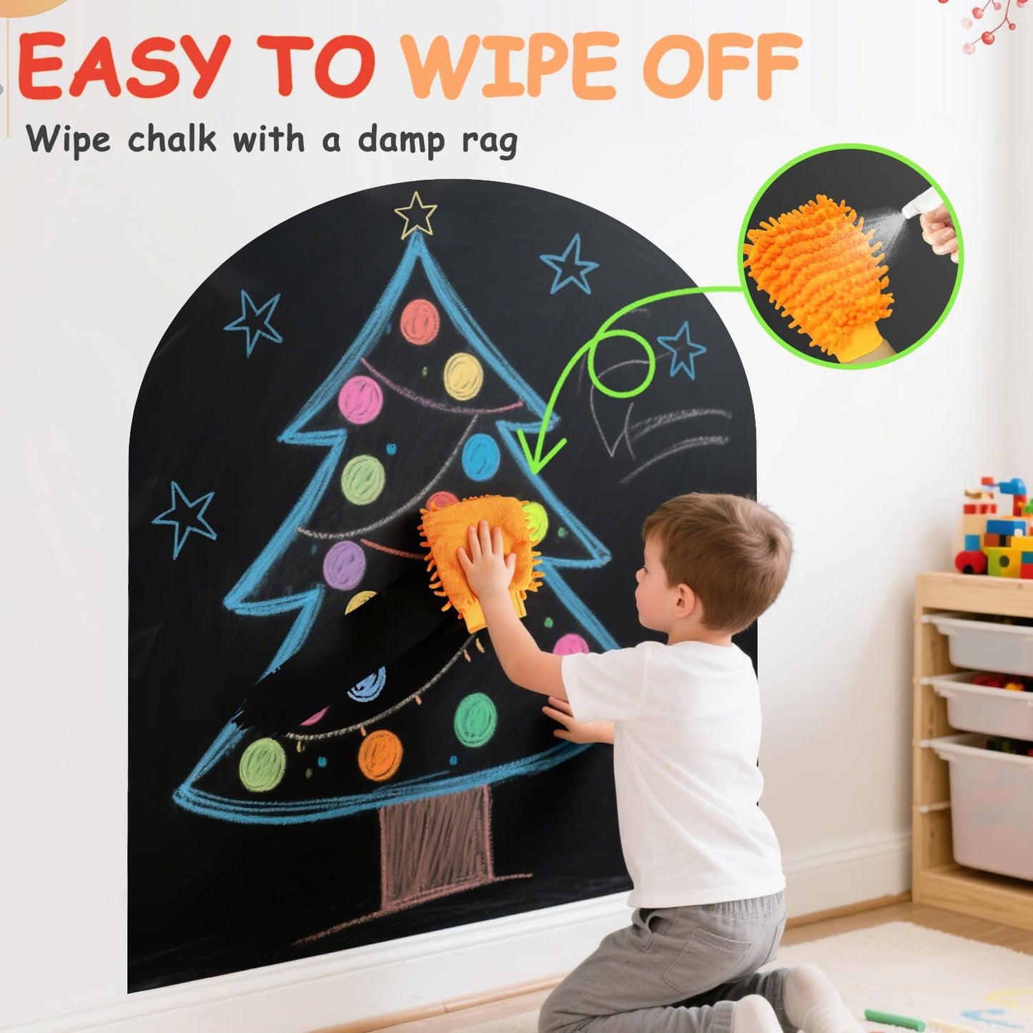 Skiennix Magnetic Wall Decal - 40x32 Inches Black Chalkboard with Accessories for Home & Playroom