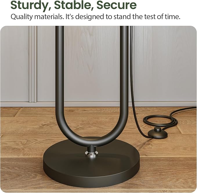 62.9" Floor Lamp with Table Brown, White Lampshade Vintage Standing Lamp with Tray Foot Switch, 3 Color Temperatures LED Bulb Included, for Living Room, Bedroom