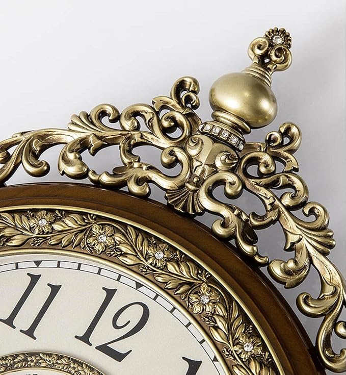 SHISEDECO Elegant, Traditional, Decorative, Hand Painted Modern Grandfather Wall Clock Fancy Ethnic Luxury Handmade Decoration, Swinging Pendulum for New Room or Office. Large. 29.5 Inch. Brown