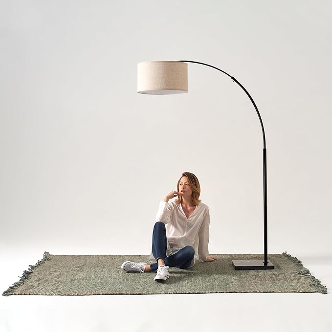 Brightech Logan Arc Floor Lamp, Bright Standing Lamp for Living Rooms, Offices & Bedrooms, Modern Living Room Décor, Tall Hanging Floor Lamp for Reading and More – Black