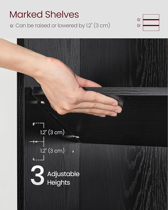 VASAGLE Set of 2 Bookshelves, 31.5 Inches Wide, 3-Tier Open Bookcases with Adjustable Storage Shelves, Floor Standing Units, Ebony Black ULBC173T56-2
