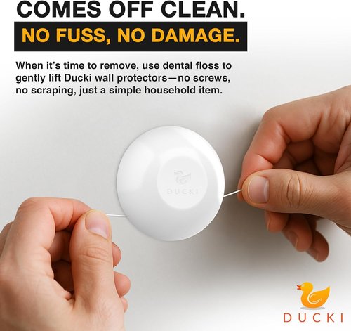 Ducki Door Wall Bumper Protector - Self-Adhesive Shield to Prevent Damage & Noise | 8 Pack Clear