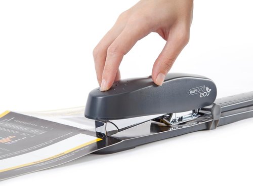 Rapesco 1281 ECO Long Reach Stapler - 50 Sheet Capacity, Front Loading, Charcoal Finish