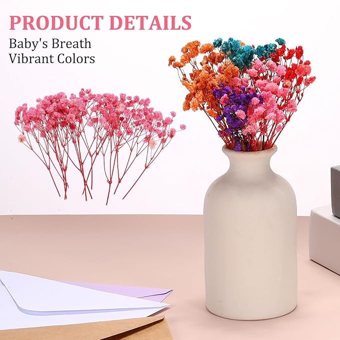 PATIKIL Mini Dried Gypsophila Flower Kit, 30Pcs 4 Inch Pink Natural Pressed Floral Bundles with Tweezer for DIY Resin Crafts Gift Wedding Christmas Card Decor Flower Bouquets