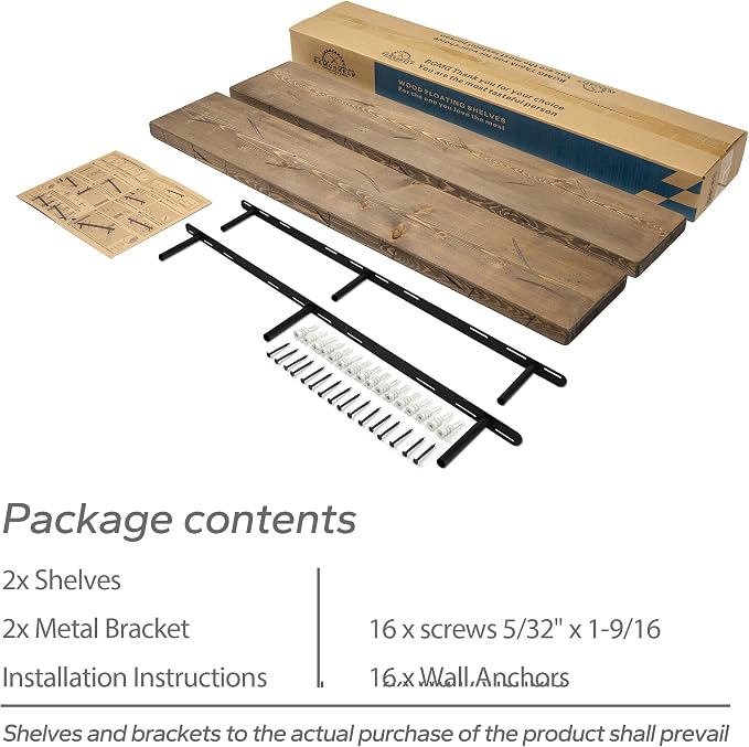 BGMG Floating Shelves 48 inch Long, Distressed Rustic Wooden Wall Shelves for Bathroom Living Room Bedroom Kitchen Farmhouse Set of 2-48x6.7x1.25 inch-Distressed Walnut