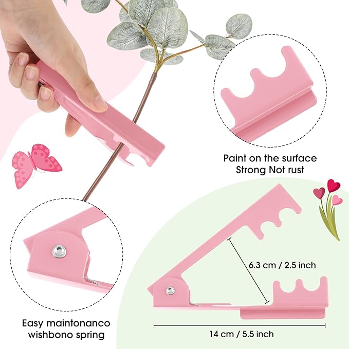 Lasnten 4 Pcs Rose Thorn Stripper Tool Thorn Remover Rose Cleaner Tool to Remove Leafs Thorns for Christmas Wedding Home Flower Shop DIY Florist Gardening Making Floral Arrangement(Green and Pink)
