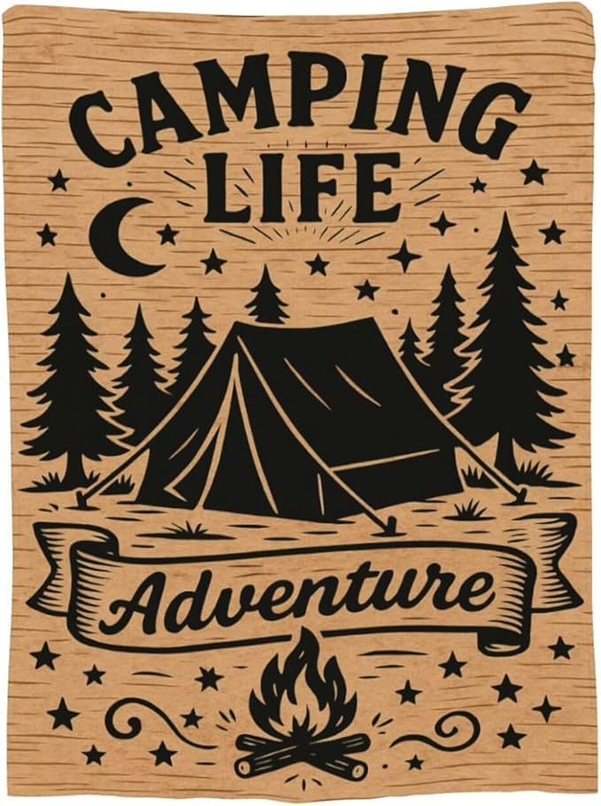 Camping Blanket Camper Throw Blanket Soft Cozy Fleece Fuzzy Stuffed Plush Flannel Gifts for Girls Women Boys Kids Adults 60"X80"
