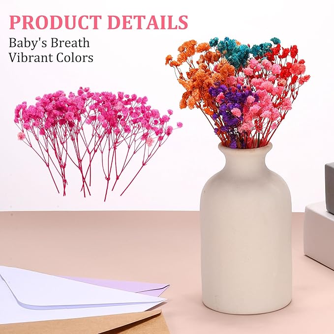 PATIKIL Mini Dried Gypsophila Flower Kit, 30Pcs 4 Inch Rose Pink Natural Pressed Floral Bundles with Tweezer for DIY Resin Crafts Gift Wedding Christmas Card Decor Flower Bouquets
