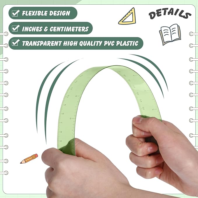 ForraFun 60 Pcs Plastic Clear Rulers 12 Inch, Transparent Assorted Color Ruler Bulk, with Imperial and Metric Scales for Home Office Supplies, Available in 6Colors(Pastel)