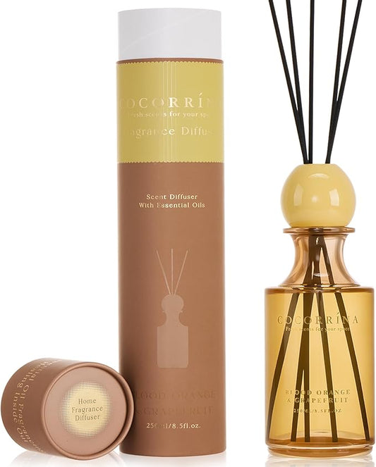 COCORRÍNA Blood Orange & Grapefruit Reed Diffuser 8.5 oz, Home Fragrance Oil Diffuser with 6 Reed Sticks, Long-Lasting Scent for Bathroom, Bedroom & Home Décor