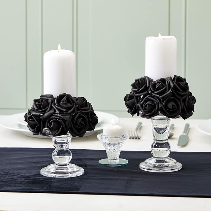 Bright Creations 100-Pack Black Artificial Flowers, Fake Foam Flowers for Halloween Decorations, DIY Crafts, Bouquets, and Black-Themed Parties (3 Inches)