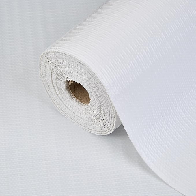 Drawer Shelf Liner for Kitchen Cabinets, Non Adhesive Slip Resistant Shelf Paper Easy to Clean, Strong Grip Thickened Waterproof Washable Mats for Pantry Shelves Cupboard Dresser, White, 17.5in x 30FT