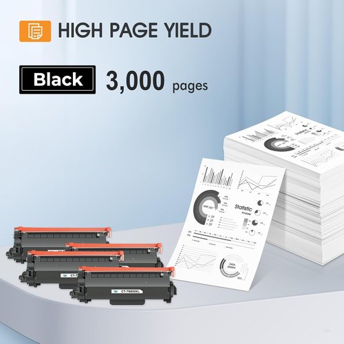 Brother TN-830XL Toner Cartridge - High Yield Black Replacement for DCP-L2640DW & MFC-L2820DW | 4 Pack